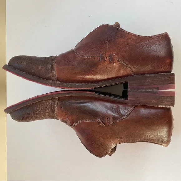 Bed Stu Rose Cap Toe Oxford Distressed Brown Leather Laceless 8.5 - Picture 7 of 10